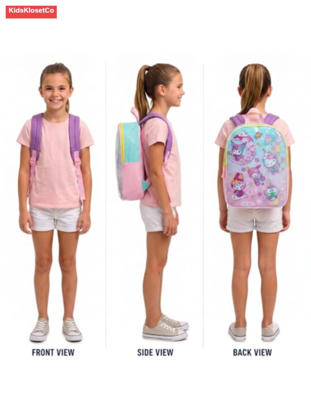 Hello Kitty Kids Backpack 15" Adjustable Padded Straps, Roomy Storage, Licensed - Picture 6 of 6